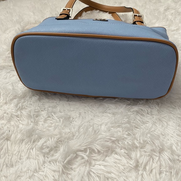 Giani Bernini Saffiano Leather Tote Handbag Blue Brown New - Picture 6 of 10